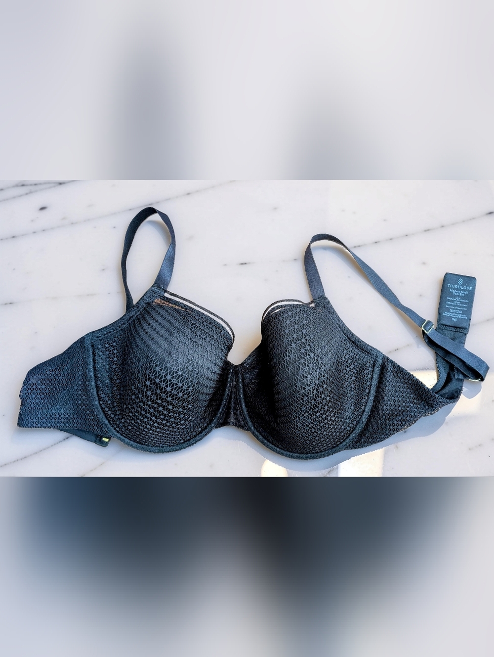 ✨ ThirdLove‎ 36E Black Modern Mesh Demi Bra | Chic + Supportive Staple ✨
